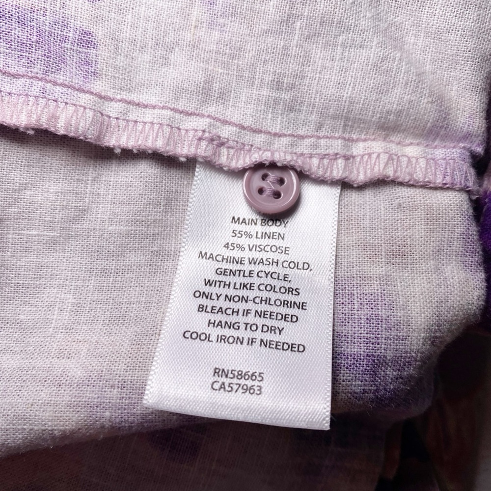 Open Edit Purple Floral Cropped Button Down Short Sleeve Women's Top - Picture 8 of 13